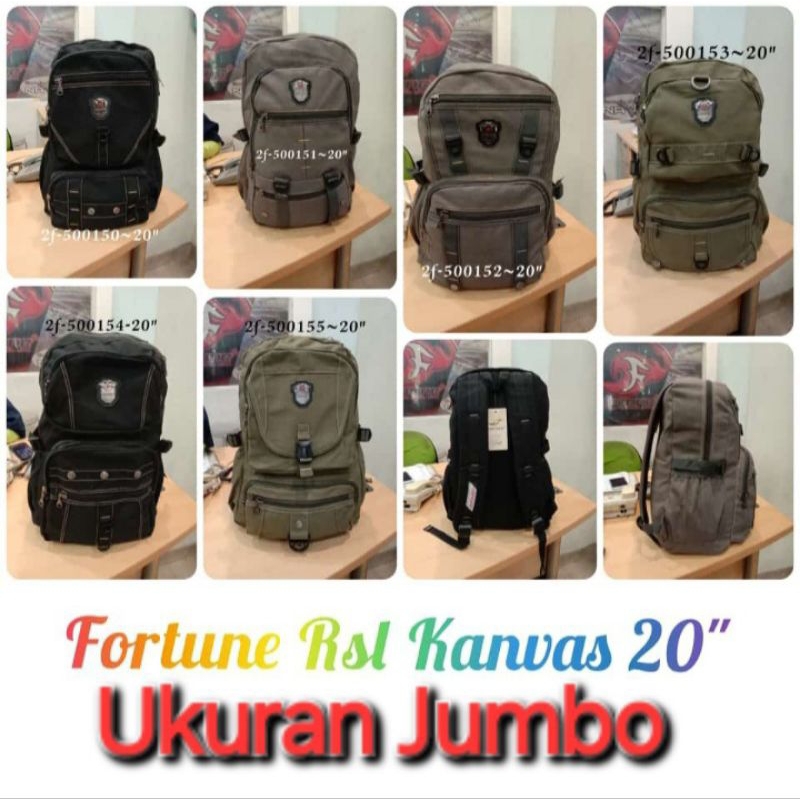Tas Ransel FORTUNE Backpack Bahan Kanvas Tebal 20 inch[500152&500155]