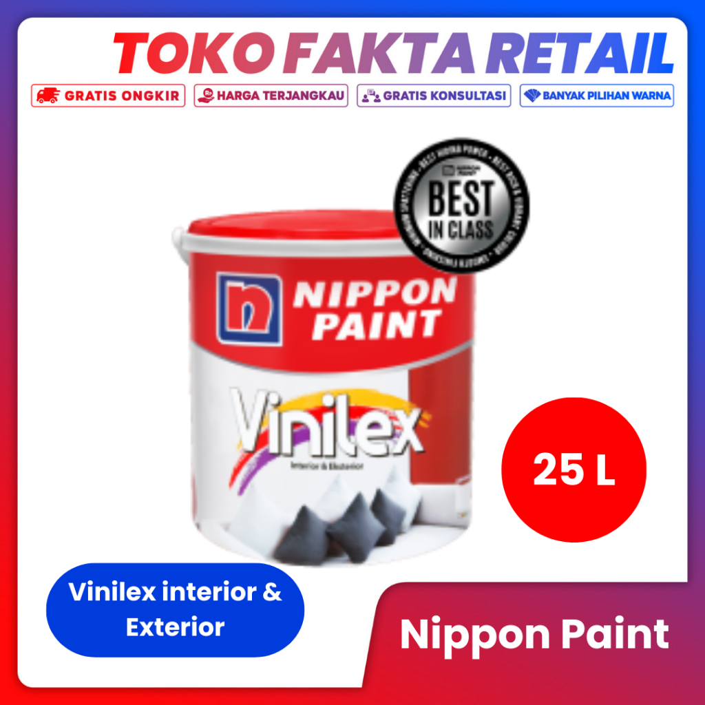 Cat Interior Exterion Nippon Vinilex 25 Kg (warna Tinting) Cat Dinding Rumah Exterior dan Interior