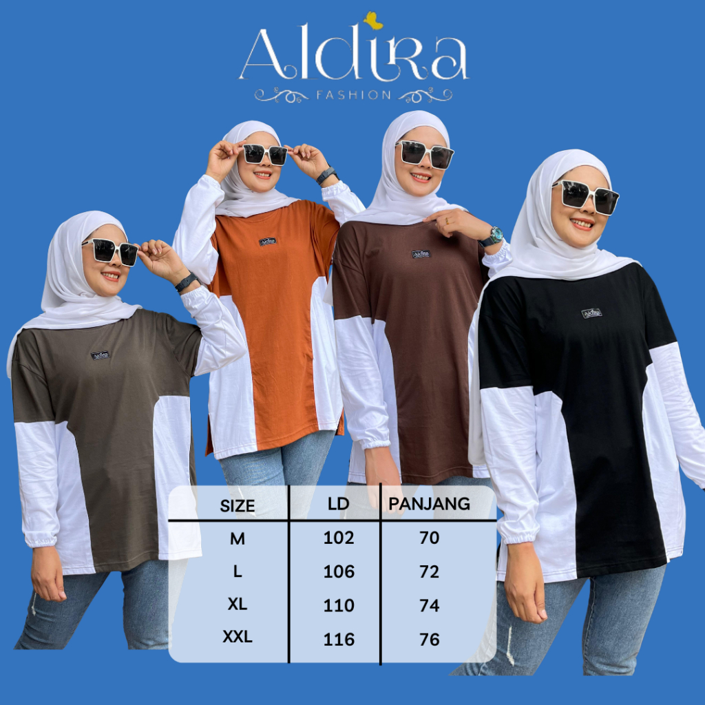 Aldira Kaos Wanita Oversize Atasan Wanita Terbaru Lengan Karet / Baju Wanita / Kaos Wanita / Atasan