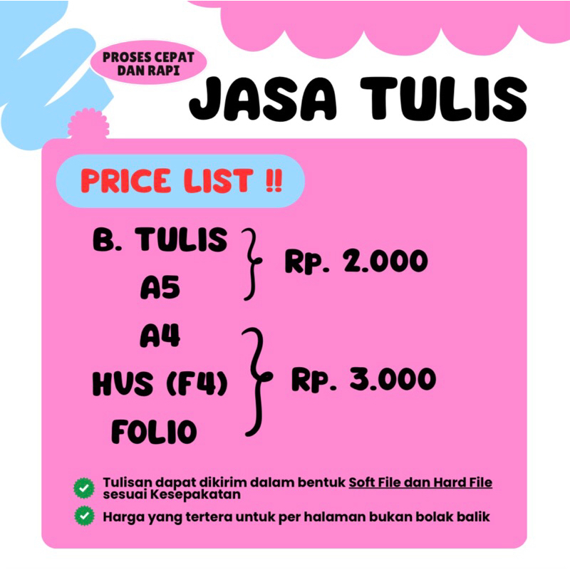 JASA TULIS TANGAN CEPAT RAPI MURAH