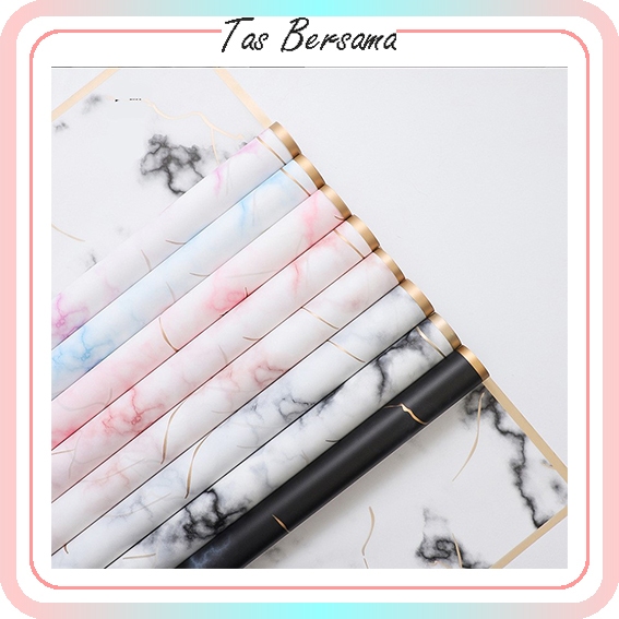 

(1 PACK ISI 20 LEMBAR) Flower Wrapping Paper Motif Marble Cellophane Marble Gold Kertas Buket Bunga kb6048