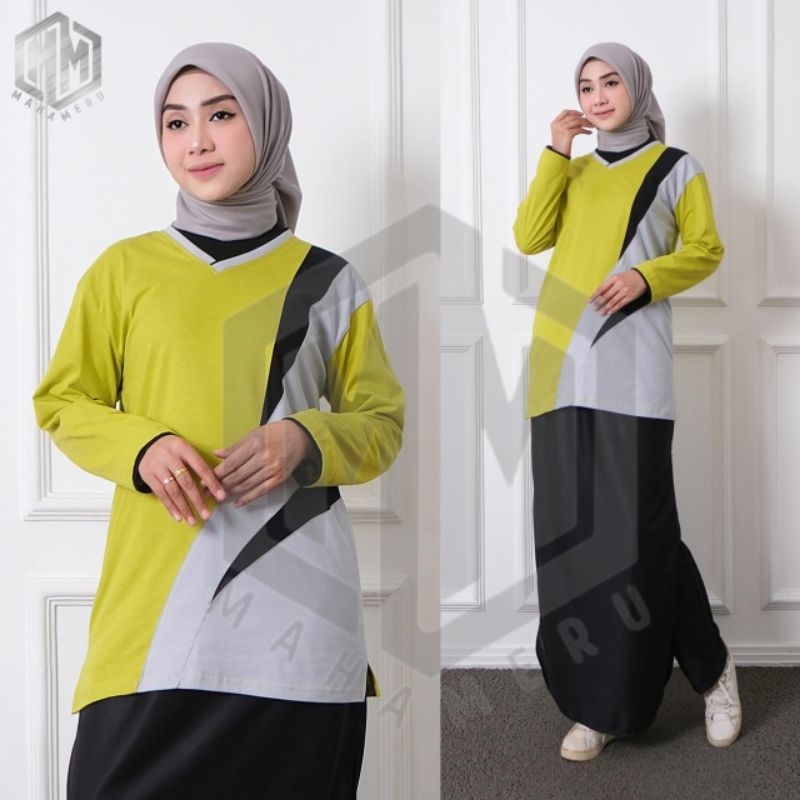 NEW " Seragam Guru setelan / Setelan Baju Olahraga Senam Tunik Celana Rok ( ROCELA ) Wanita Muslimah