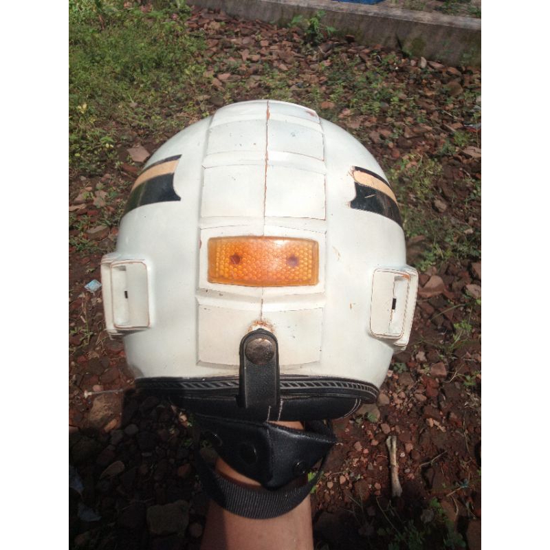 helm robot mata kucing cat ori bahan gading