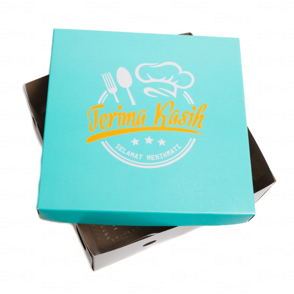 

Dus Nasi Kotak Box uk. 20x20 cm Motif Biru Terima Kasih