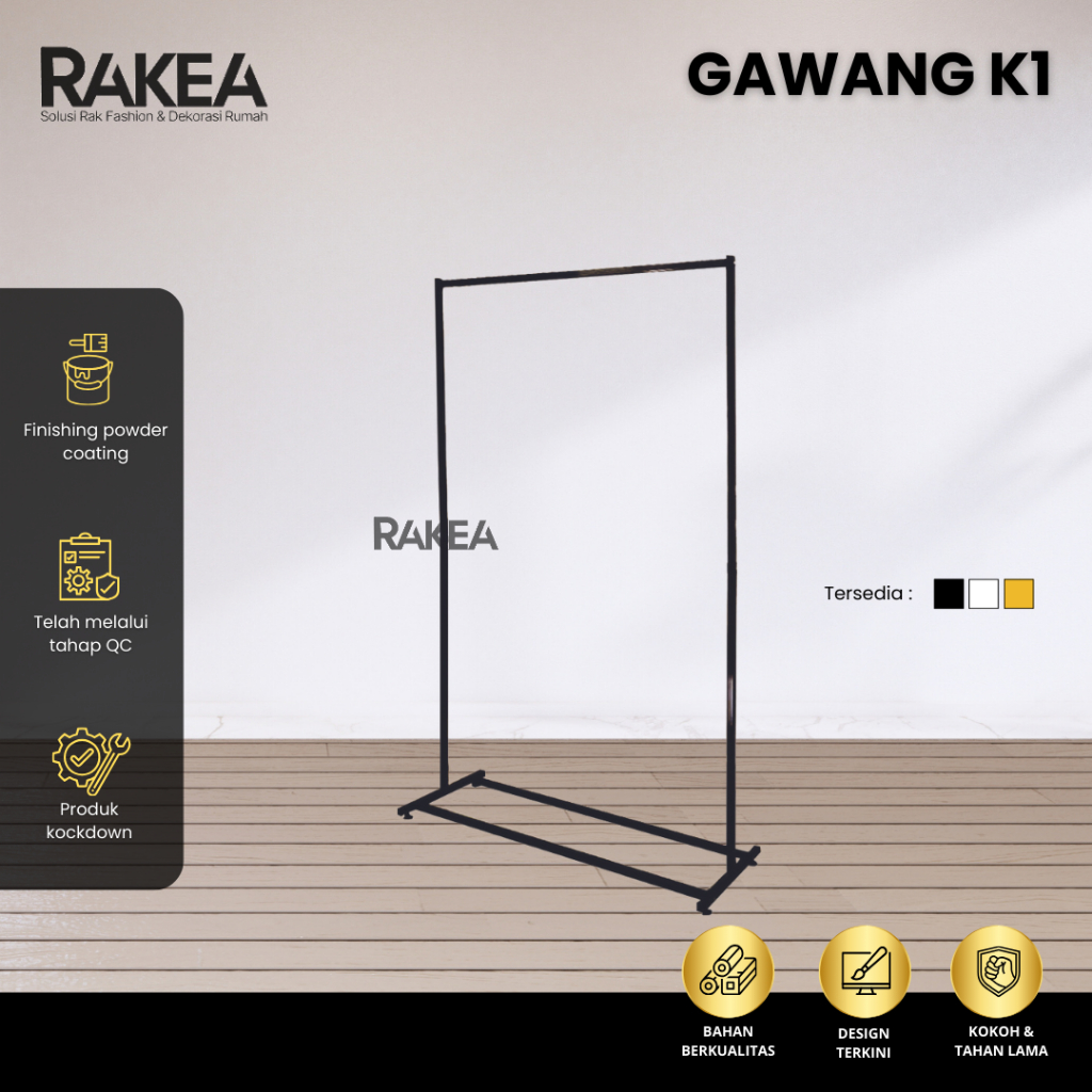 GAWANG BAJU K1 - RAK BAJU FULL BESI TINGGI 150 - 170 CM , GANTUNGAN BAJU MINIMALIS WARNA HITAM PUTIH