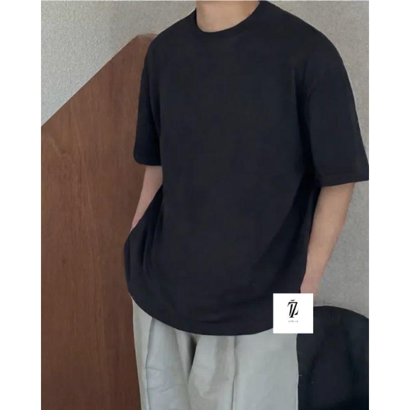 Kaos Pria Lengan Pendek Rajut Premium Motif Polos / non waffle  / Rajut Pria Hitam / kaos Oversize r