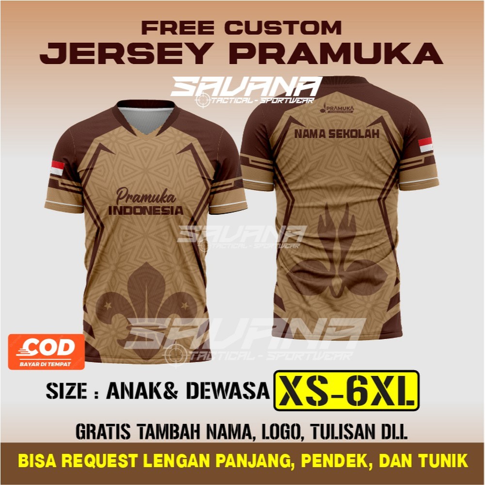 SAVANA - Jersey premium PRAMUKA printing penggalang pdh pdl custom / baju / kaos PR133