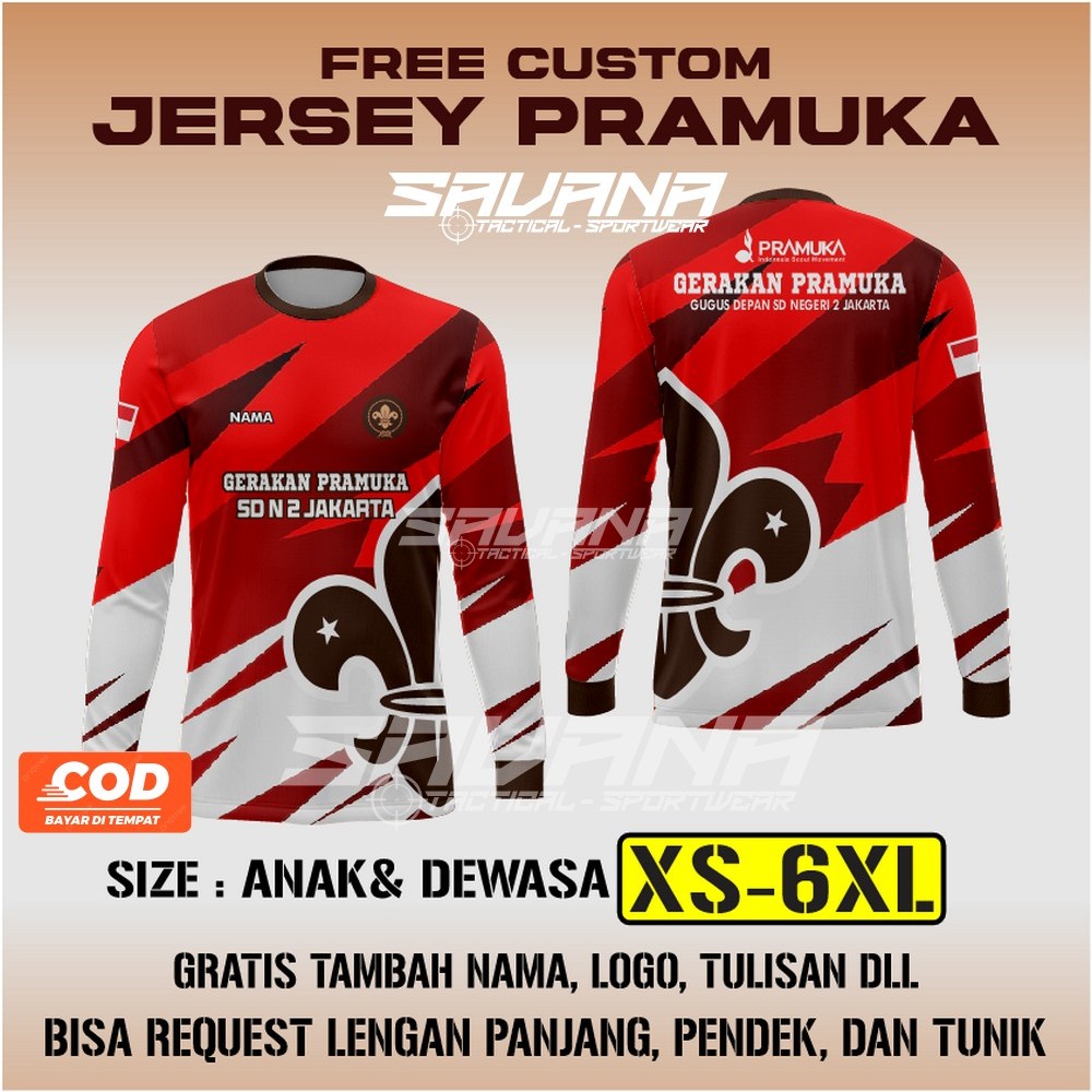 SAVANA - Jersey PRAMUKA Vnek / Panjang / Berkerah / tunik  printing penggalang pdh pdl custom / baju