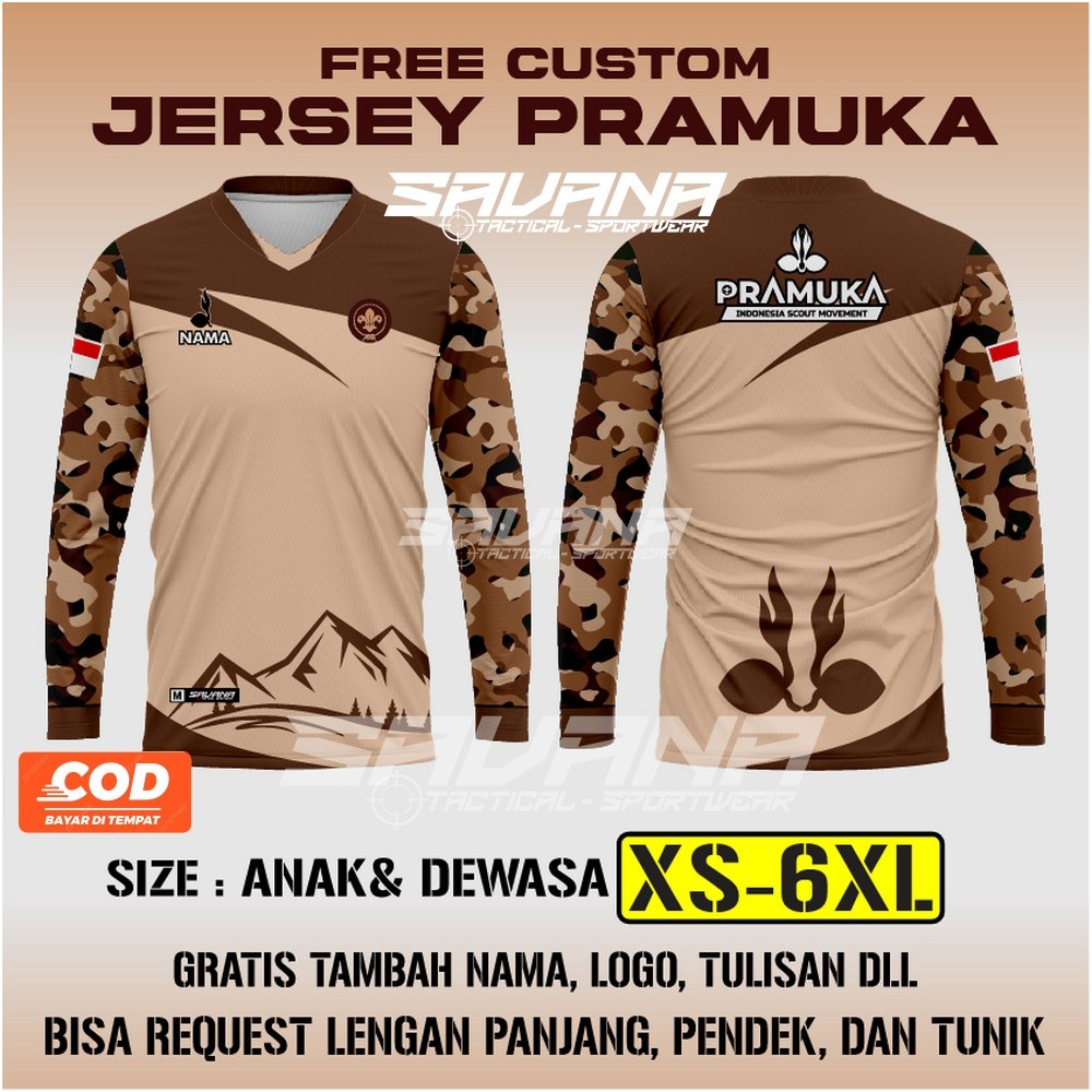 SAVANA - Jersey PRAMUKA Vnek / Panjang / Berkerah / tunik  printing penggalang pdh pdl custom / baju