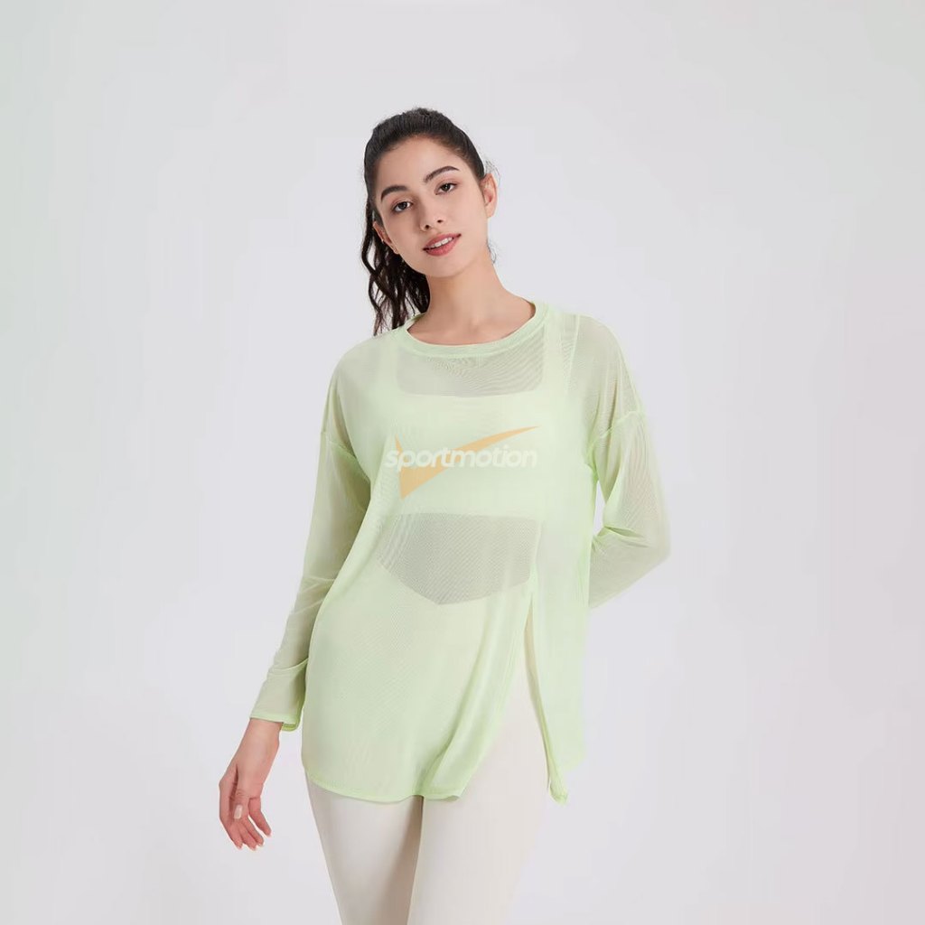 Outer Jaring Wanita Olahraga Yoga Atasan Lengan Panjang Luaran Baju Olahraga Wanita Tile Outer Trans