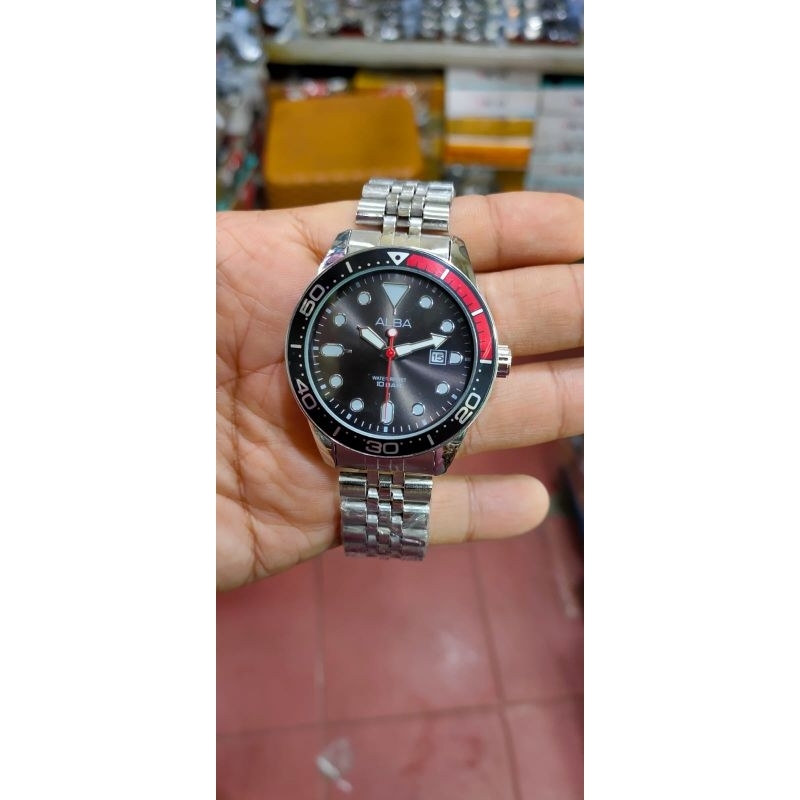 jam tangan pria Alba stenlis steel klasik fashion watch pria