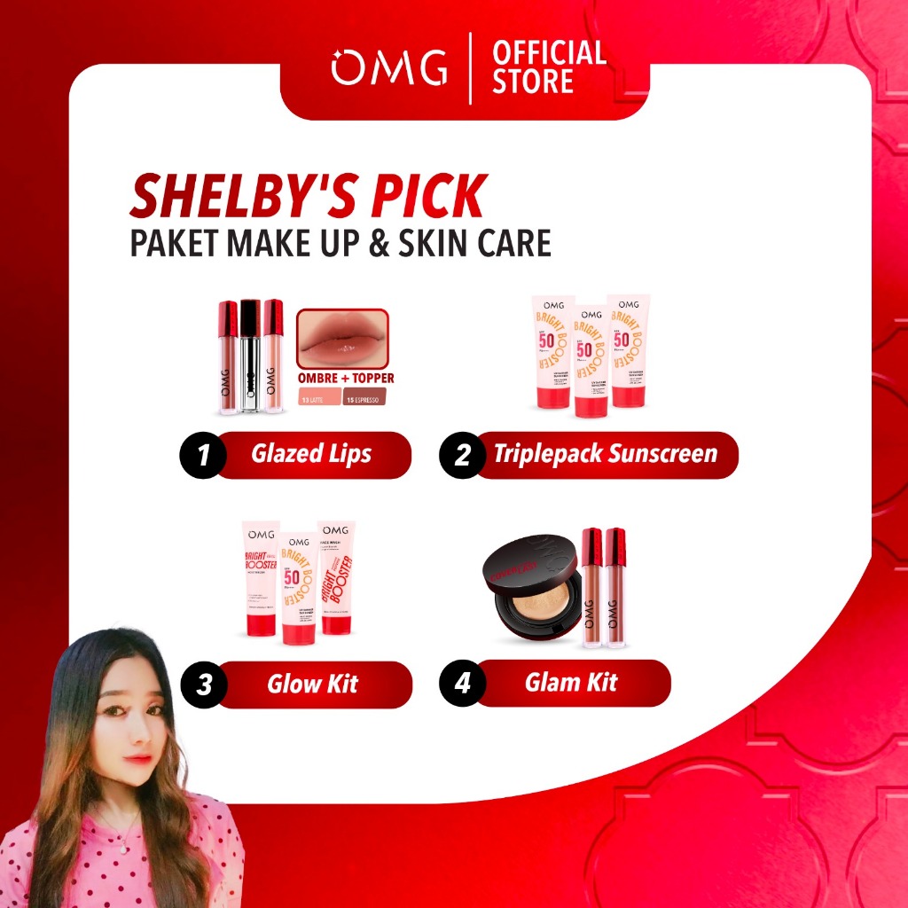 OMG x Shelby's Pick - [BELI 3 LEBIH CUAN]  Paket Make Up & Skincare - Ombre Lip Cream Warna Intense 