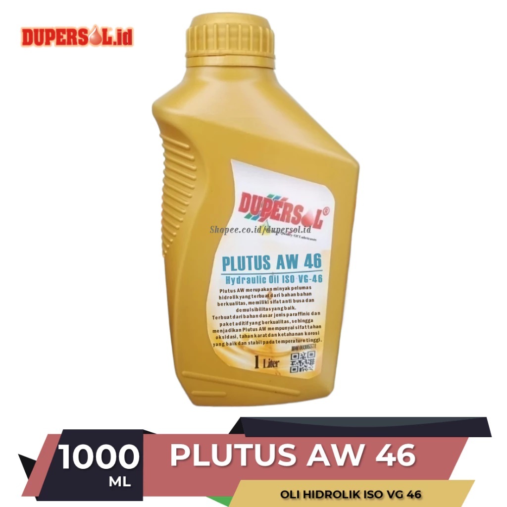 DUPERSOL PLUTUS AW 46 / Oli Hidrolik Iso VG 46 ( ECER REPACK 1 LITER ) / Oli hidrolik sae 46 oli