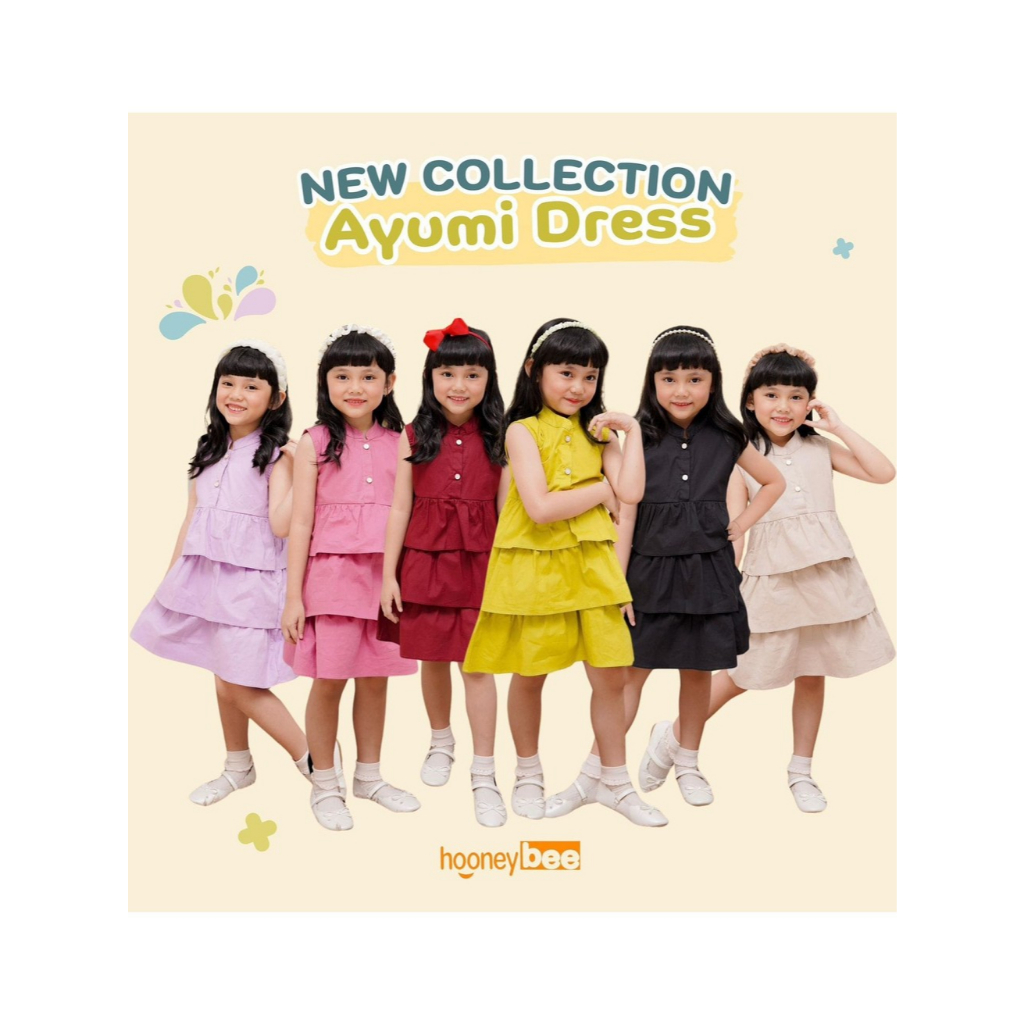 Little Missy - Dress Anak Perempuan Tanpa Lengan Model Rufle - Ayumi Dress-  Hooney Bee HB47