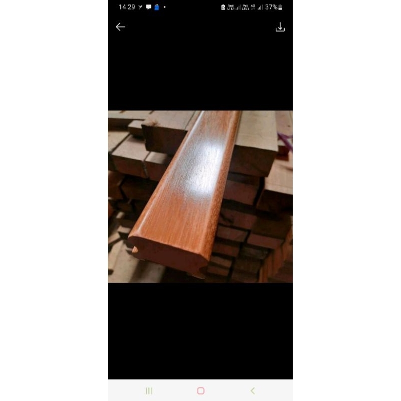 2 btg Railing Kayu Kamper Singkil 4 cm x 6 cm x panjang 3 mtr, cat plitur natural gloss