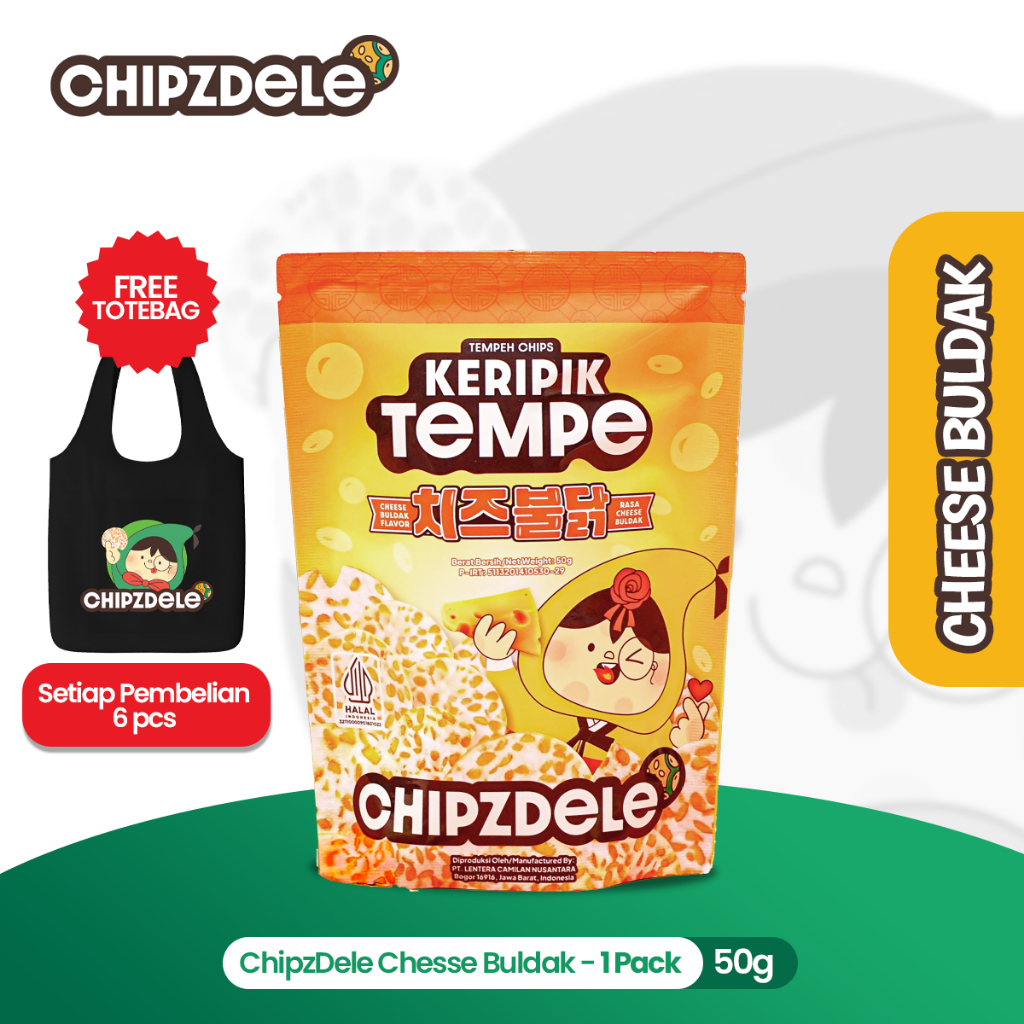 

Chipzdele Keripik Tempe 50 gram Korean Series Rasa Cheese Buldak - 1 pack