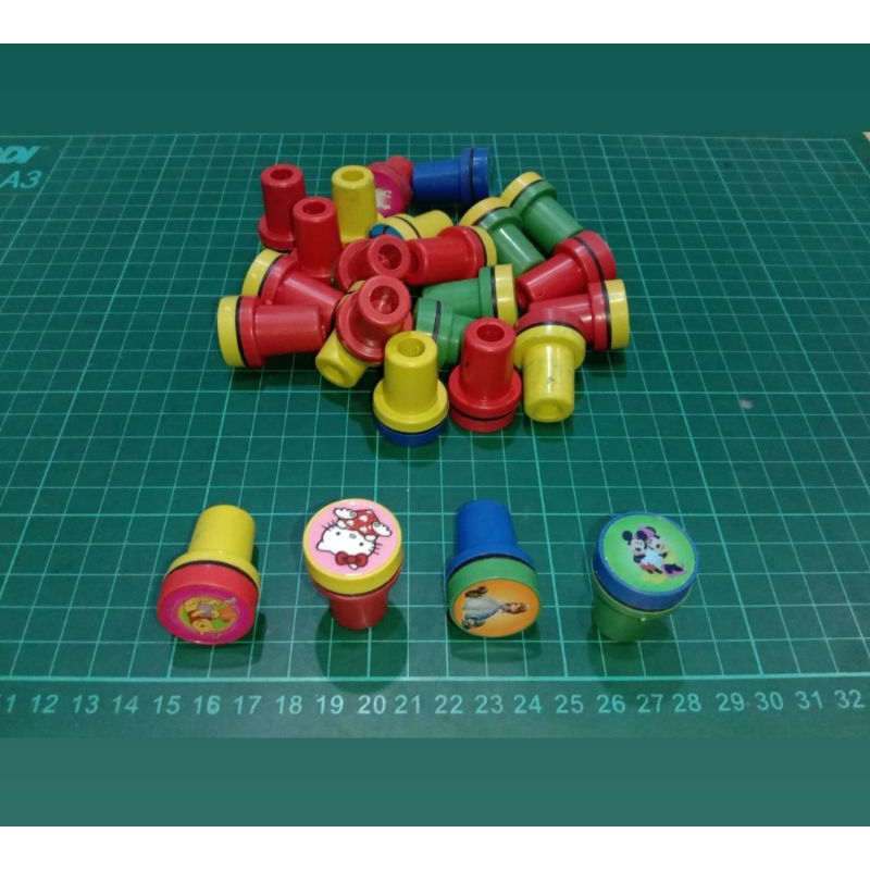Mainan anak 20 pcs stampel bulat cap mainan stample