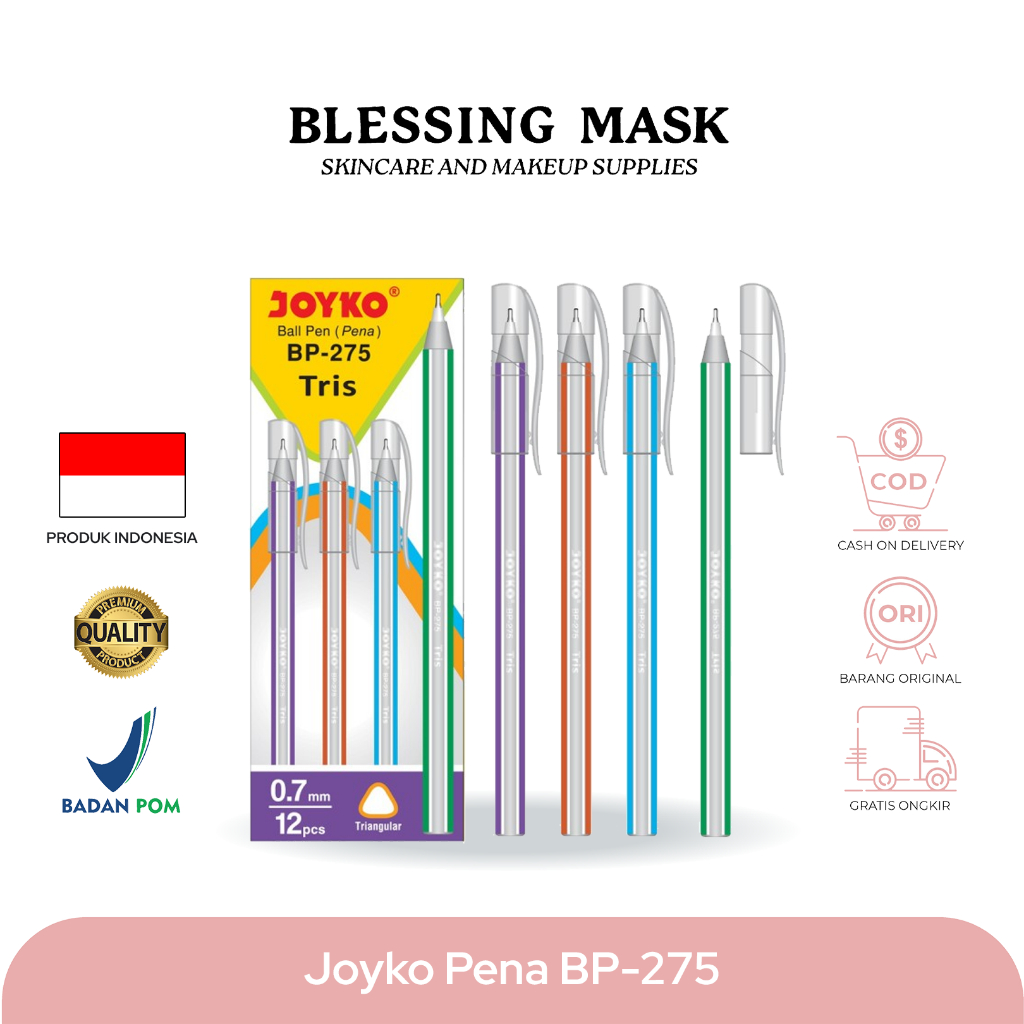 

Bolpoin JOYKO BP-275 0.7mm BLACK (12pcs / Box) | Pena Ball Pen Pulpen