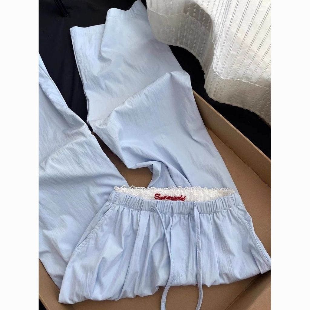 Cargo Pants cute with flare Blue High waist --- Dustin Trousers