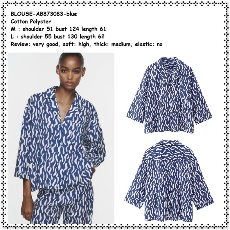 AMELIE BUTIK AB873083 Baju Atasan Kemeja Retro Oversize Jumbo Big Size Lengan Pendek Korean Style Wa