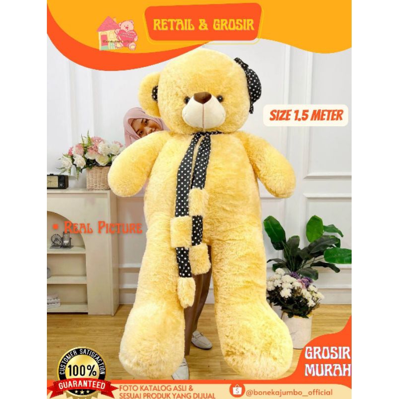 BONEKA BERUANG TOPI SYAL RAKSASA || Boneka Jumbo Supersyall 1.5 Meter Boneka Raksasa