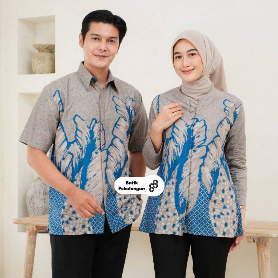 BATIK PEKALONGAN 88 - Couple Hem & Blouse Kupu Batik Bahan Katun Prima Atasan Kerja Seragam nb