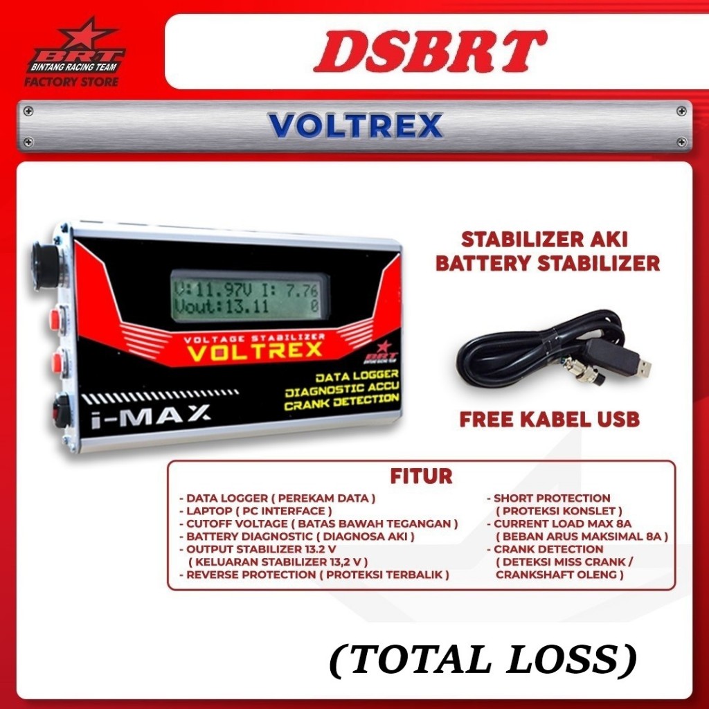I-MAX VOLTREX STABILIZER AKI Motor BRT Racing Total Loss Power Up Tegangan Aki Balap Kompetisi