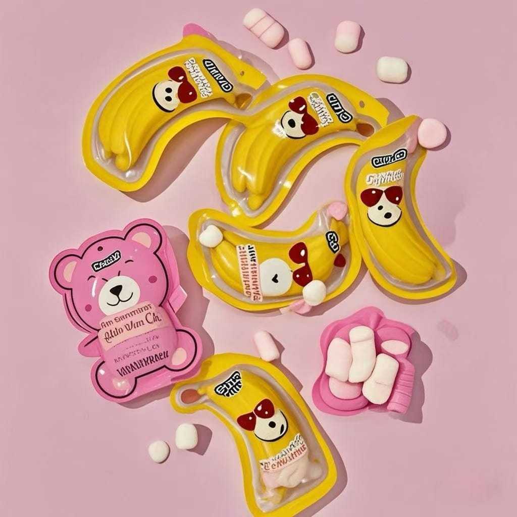 

【HALAL】Marshmallow Karakter Permen Jelly 1 PAX ISI 10 Pcs Aneka Rasa Buah Mini Snack Candy Teddy Bear Pisang