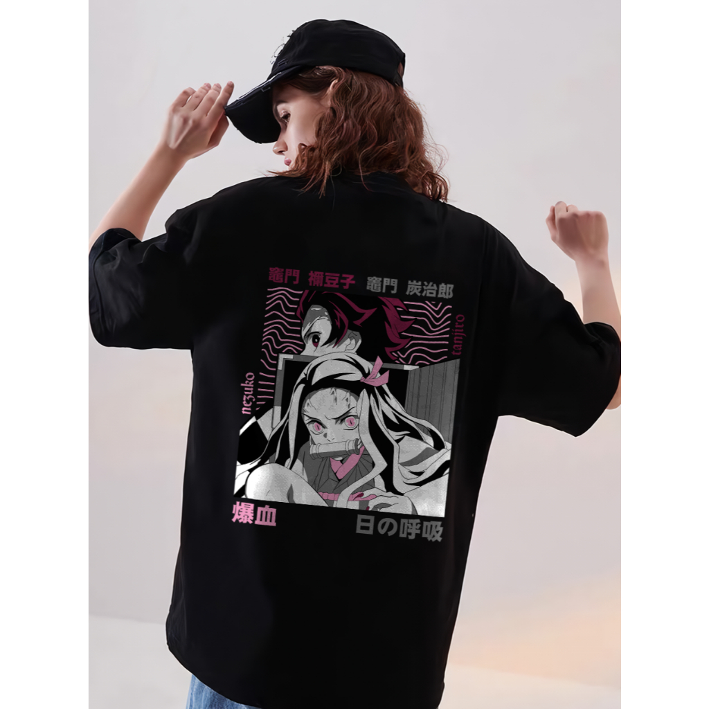 Kaos Desain "Demon Slayer" Nezuko & Tanjiro Kaos Keren Untuk Cewek dan Cowok/ Kaos Murah Berkualitas