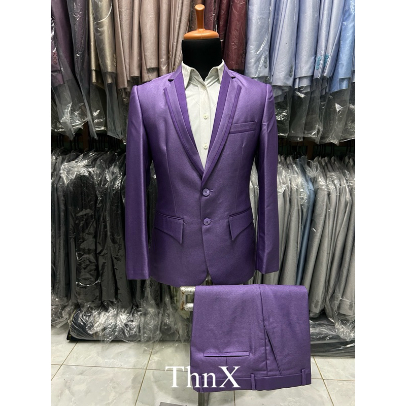 1 stel jas wedding jas nikah jas manten jas tailor slim fit model korean semi woll UNGU LILAC TUA ( 