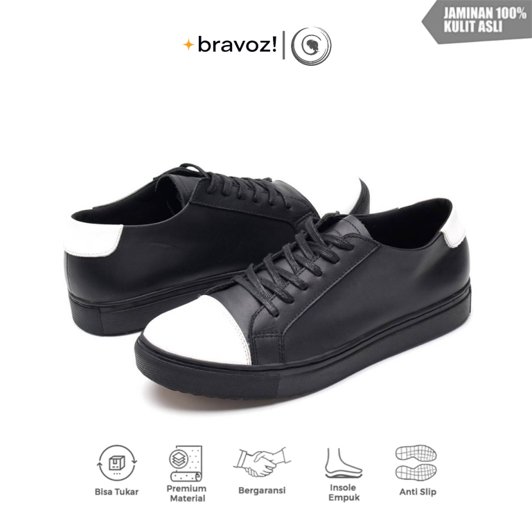 Greata - Leonor Black (KULIT ASLI) Sepatu Sneakers Casual Pria