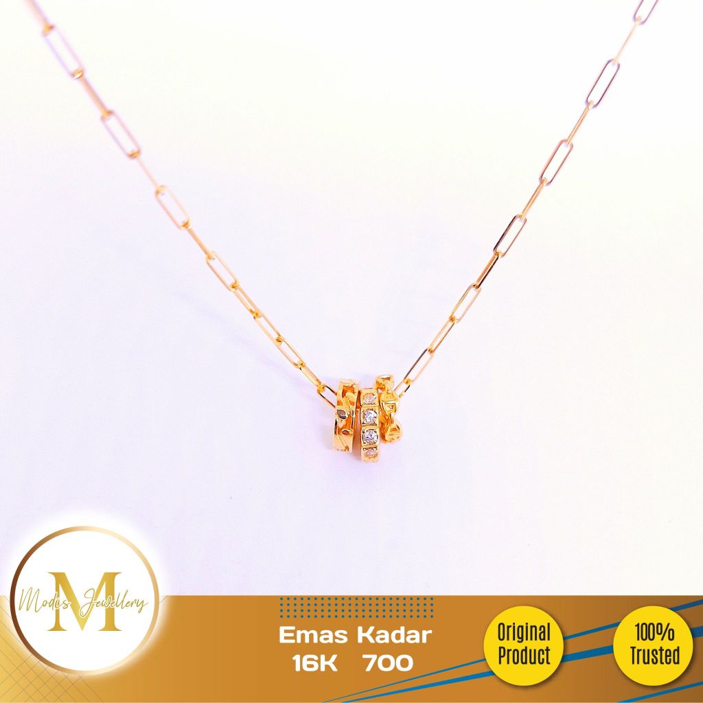 MODIS JEWELLERY - Kalung Paper Clip Triple Ring Kuning - Emas 16k  700