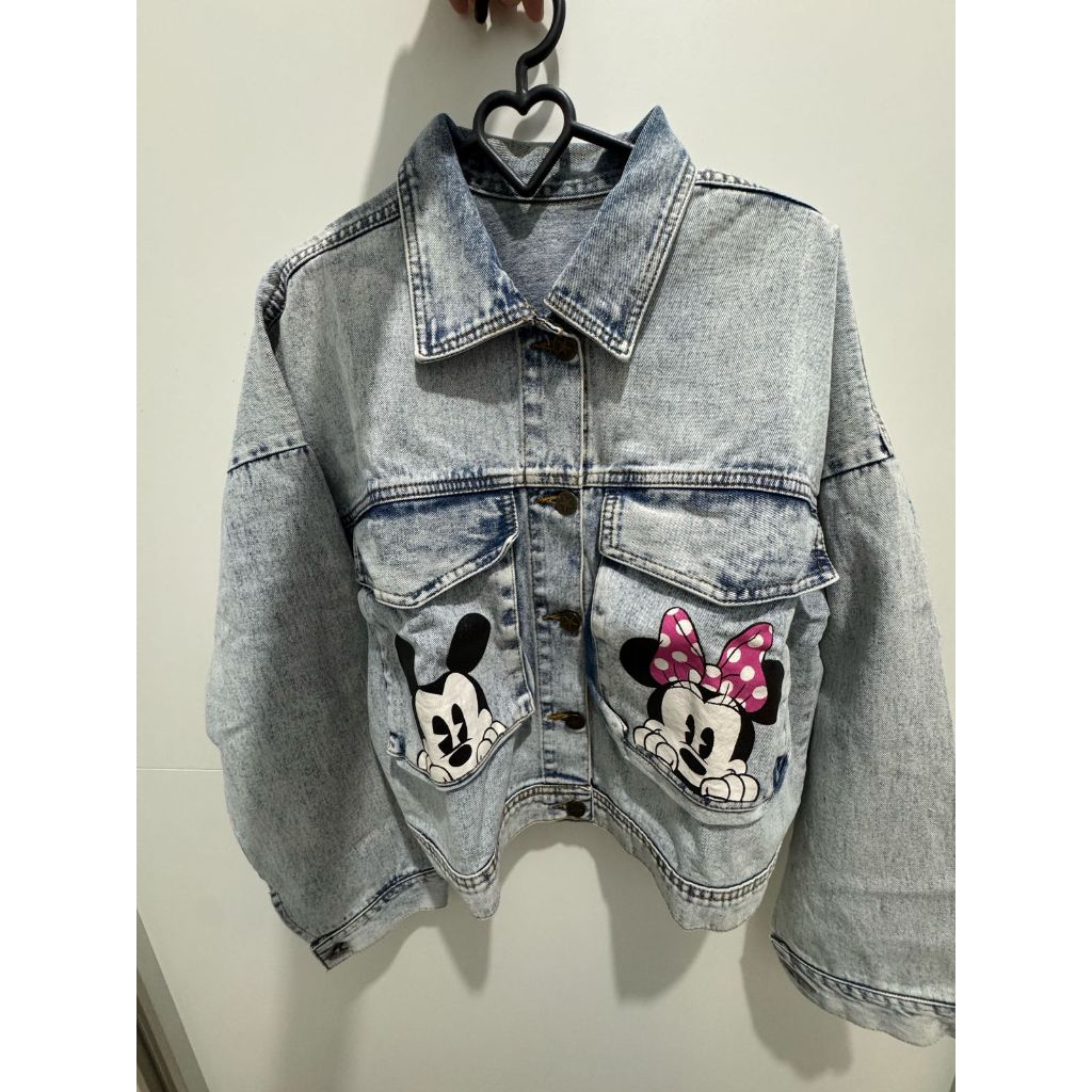 Jaket Denim Jeans Mickey Mouse Mini Mouse Perempuan Wanita Cewe PRELOVED