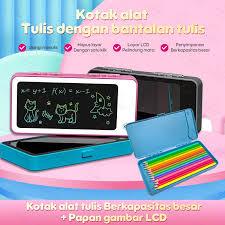 

Kotak Pensil Case kalkulator LCD Writing Drawing Box Case Pencil Drawing Pad Edukasi 2in1