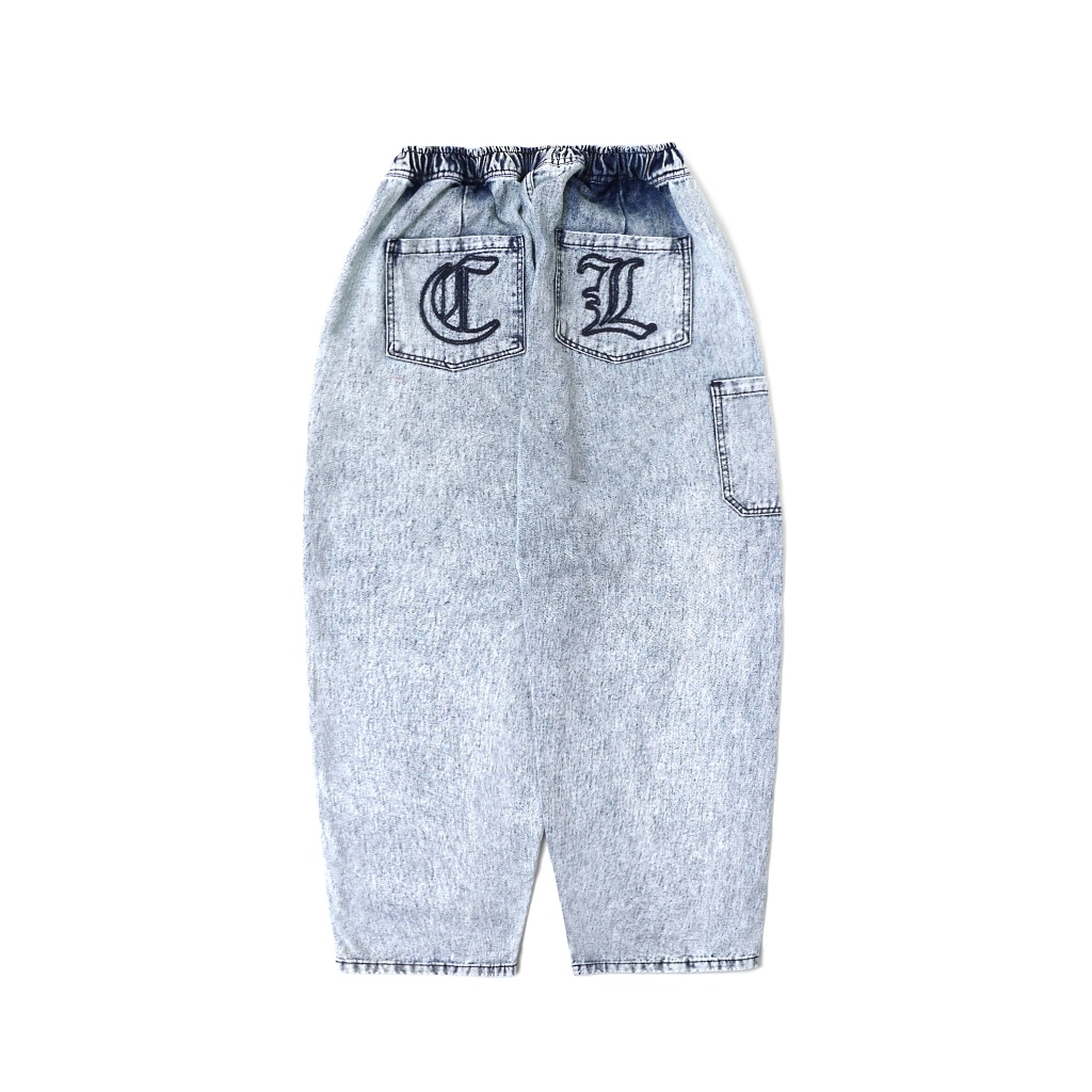 Radiance White Blu - Baggy Denim Wash Pants / CANALIZE
