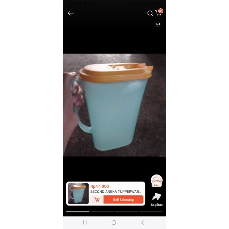 SECOND TEKO FRIDGE JUG TUPPERWARE 2L BOLONG LAYAK PAKAI