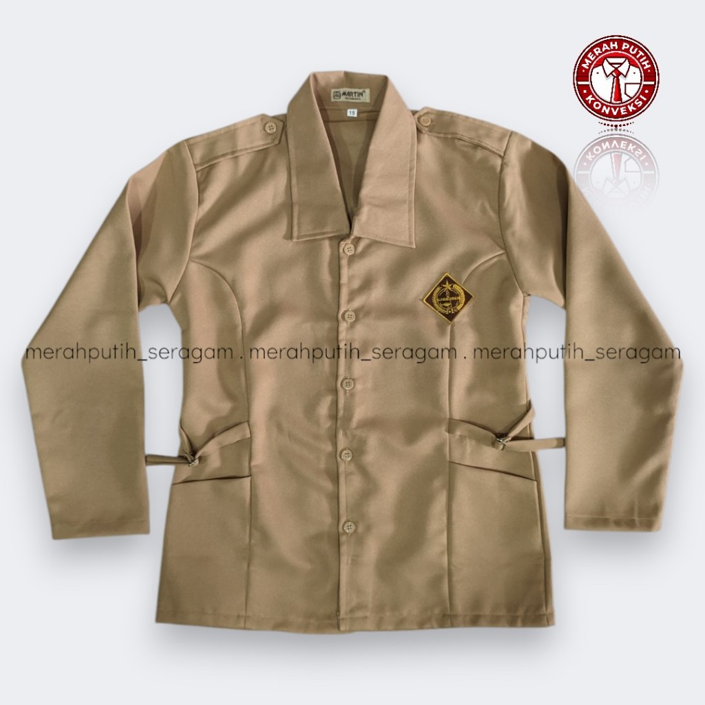 Baju Pramuka Bahan Rapilo Putri Model Jas Tali Belakang SD SMP SMA Pembina