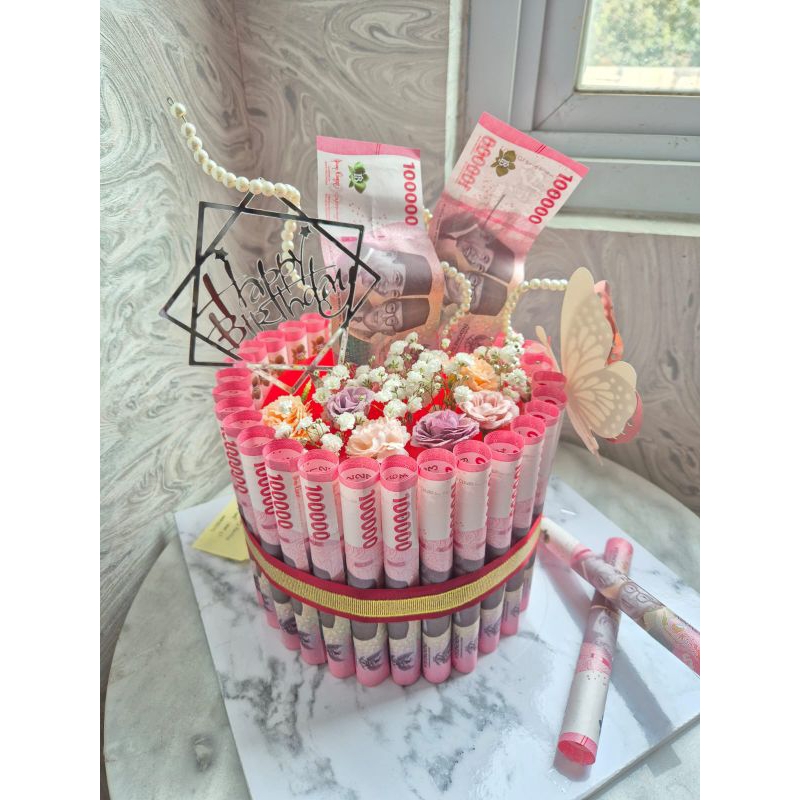 Money Cake / Uang Bentuk Kue / Hadiah Ulang Tahun / Anniversary