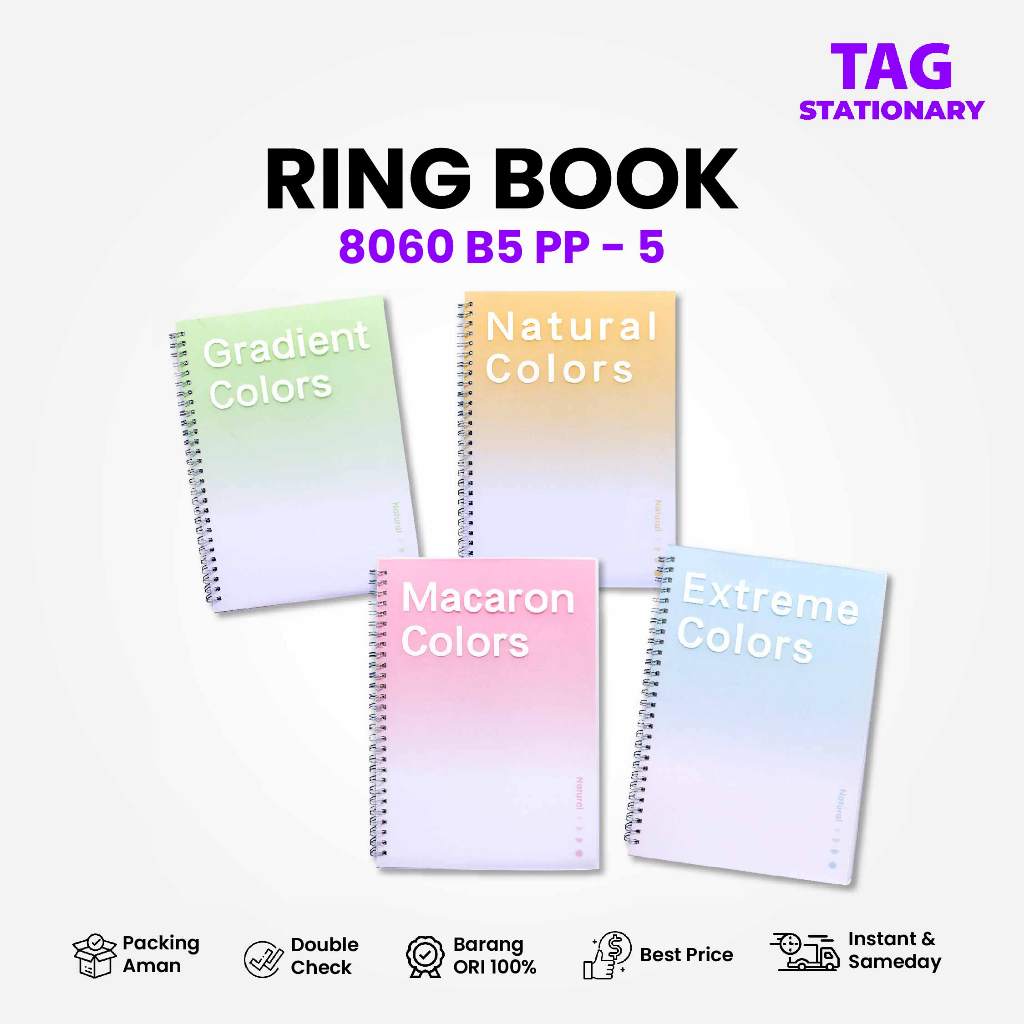 

GREEBEL Buku Tulis Ring Spiral / Ring Book 8060 B5 PP-5 / Buku Catatan Spiral Timur Agung Grosir