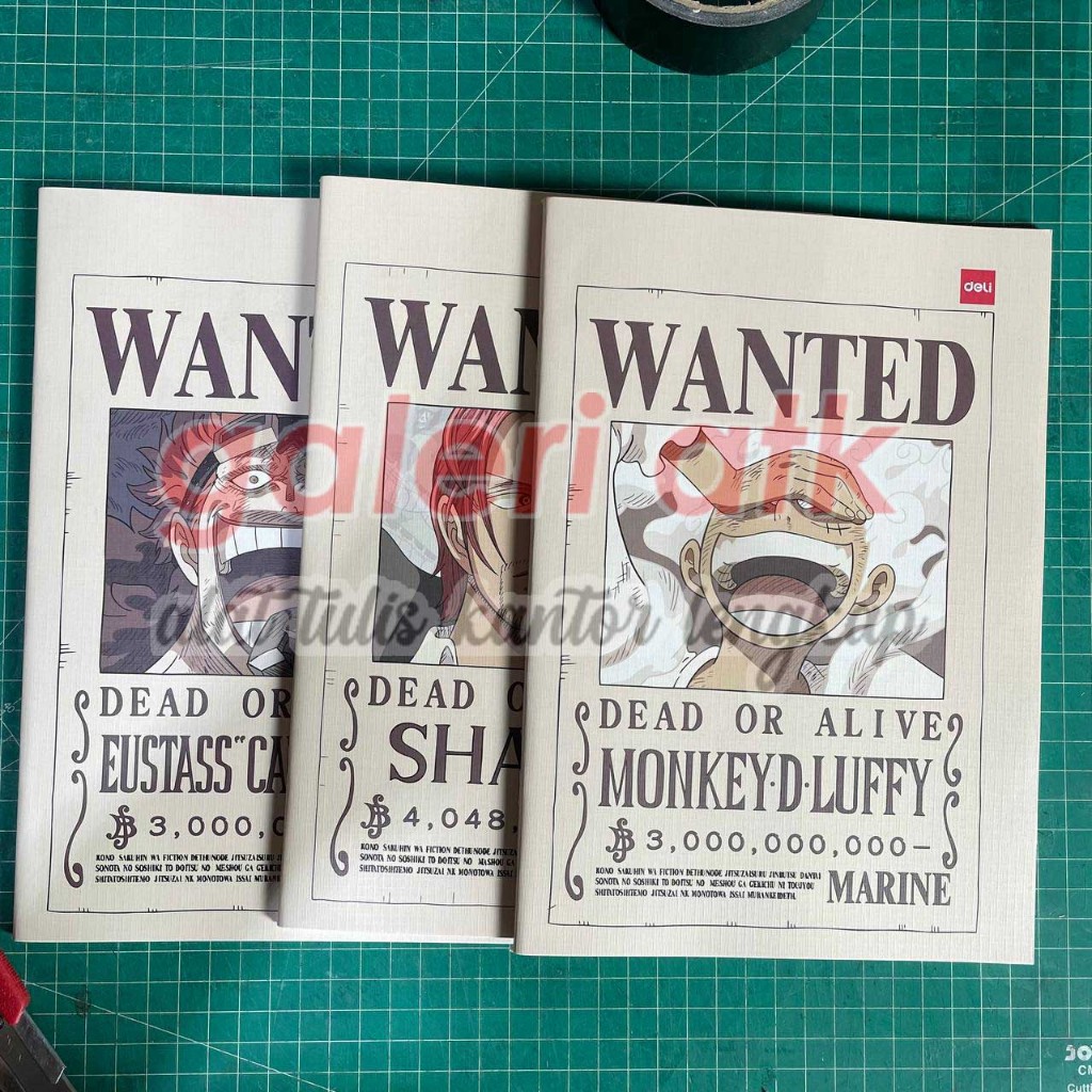 

BUKU TULIS PANJANG MOTIF ONE PIECE WANTED PER PCS | 42 LEMBAR | DELI