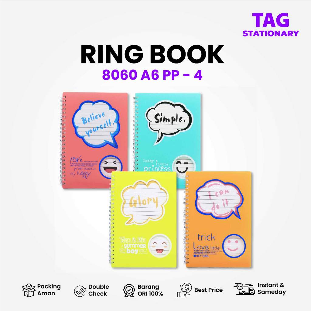 

GREEBEL Buku Tulis Ring Spiral / Ring Book 8060 A6 PP-4 / Buku Catatan Spiral Timur Agung Grosir