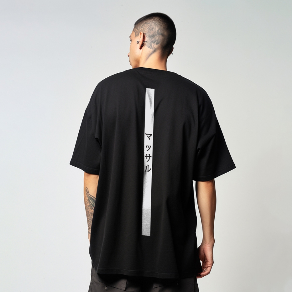 Kaos Oversize Gym Scuba Lux Tebal "Muscle Katakana" Putih MTV87 Khaki MTV88 Navy MTV89 Hitam MTV90
