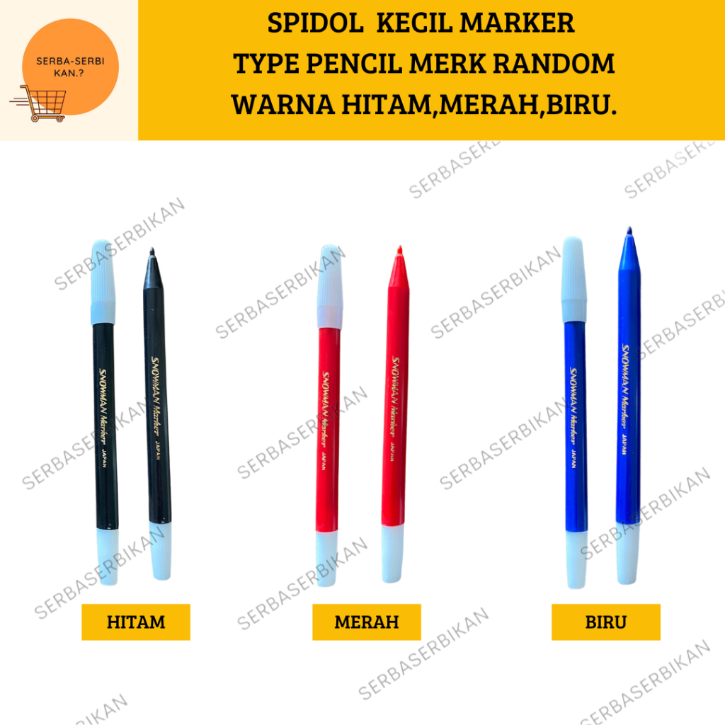 

SPIDOL WARNA KECIL TIPE PENCIL WARNA HITAM MERAH BIRU