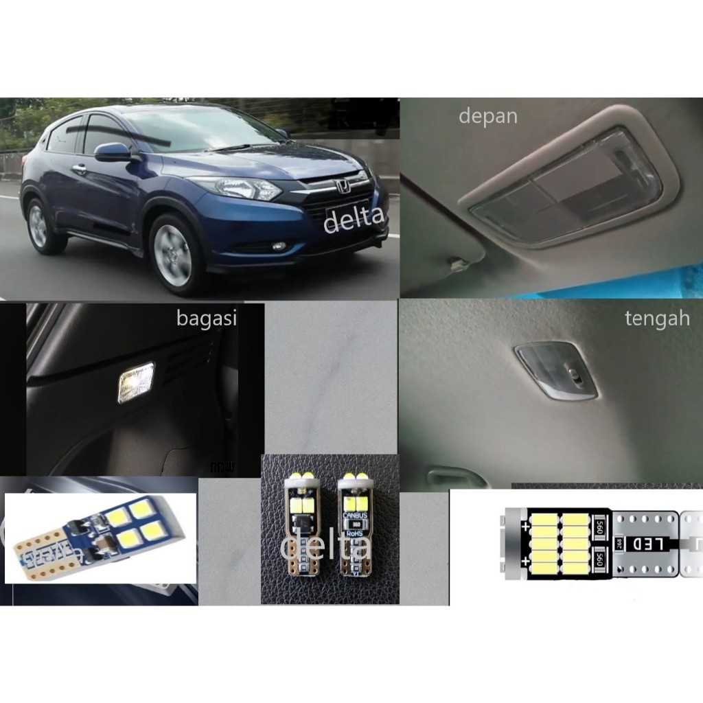 bohlam lampu kabin Honda HRV LED depan tengah bagasi 4pcs