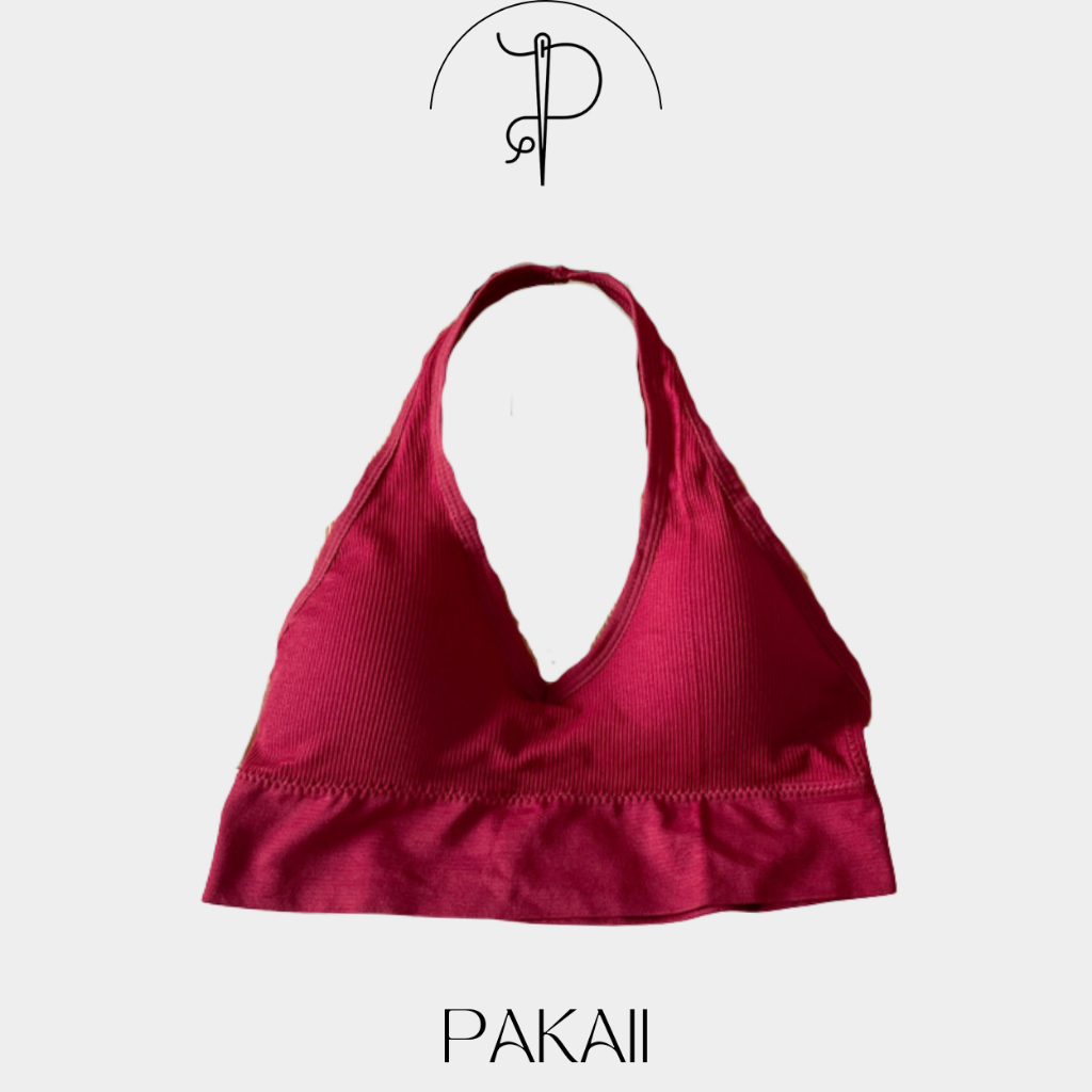 PAKAII Bra Wanita V-neck Leher Tali Ikat Gantung Crop Top - 561