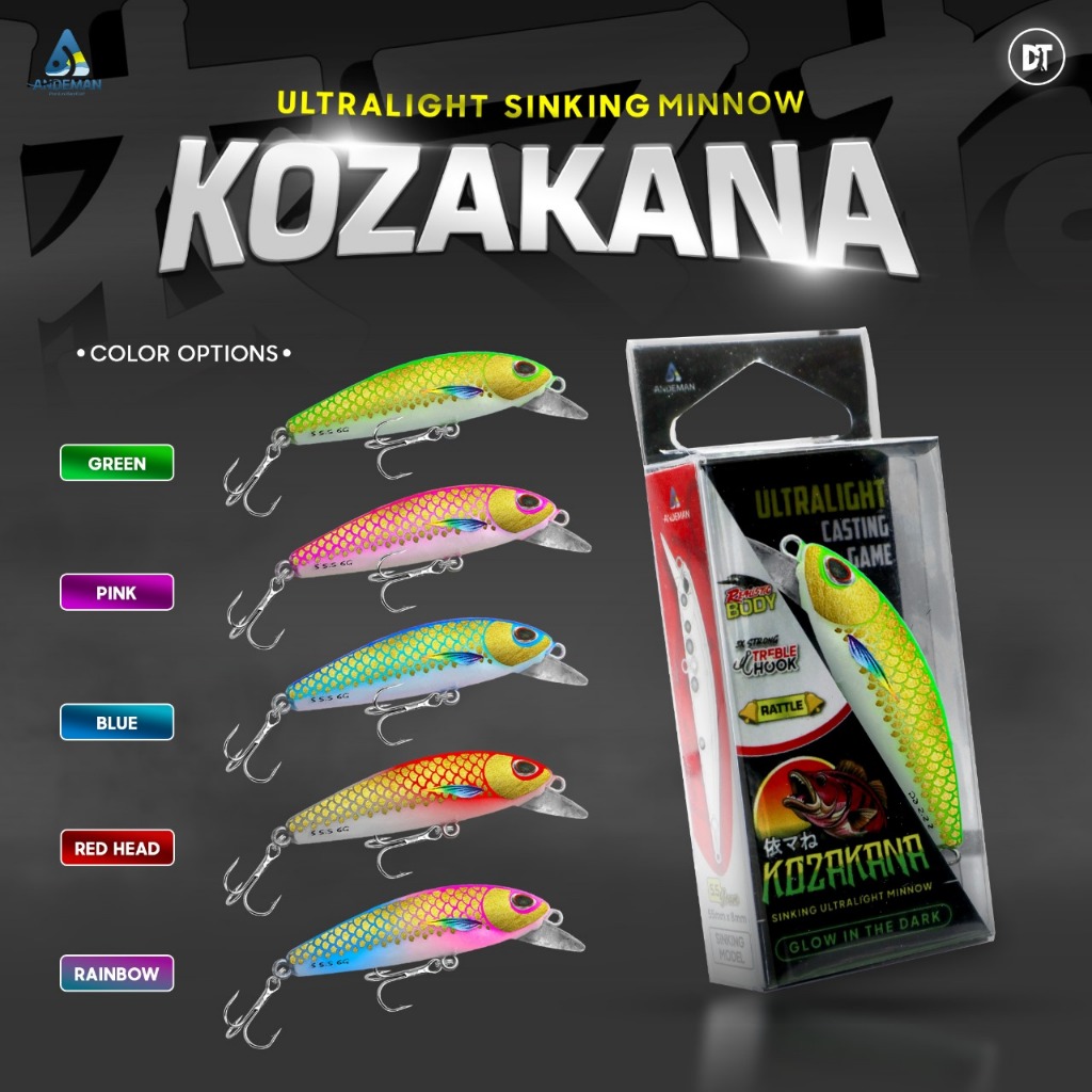Kozakana Andeman 5.5 gram Casting Lure Lure Umpan Pancing Sinking Tenggelam | Umpan Minnow Astuti S 
