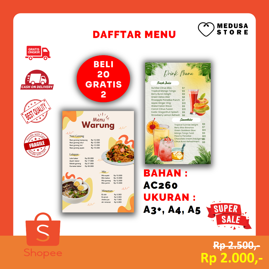 

Daftar Menu Makanan dan Minuman