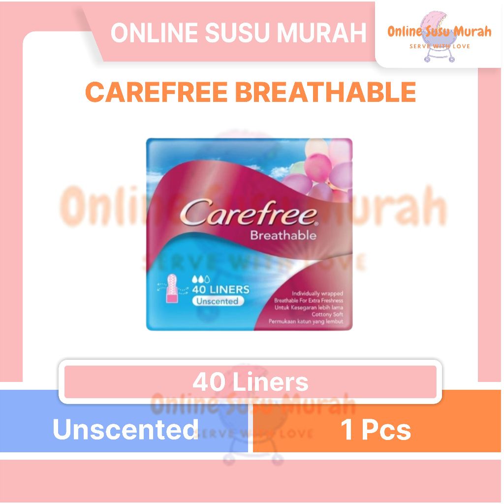 Carefree Pantyliner Breathable Unscented 40 pcs - Pembalut Wanita PRLA