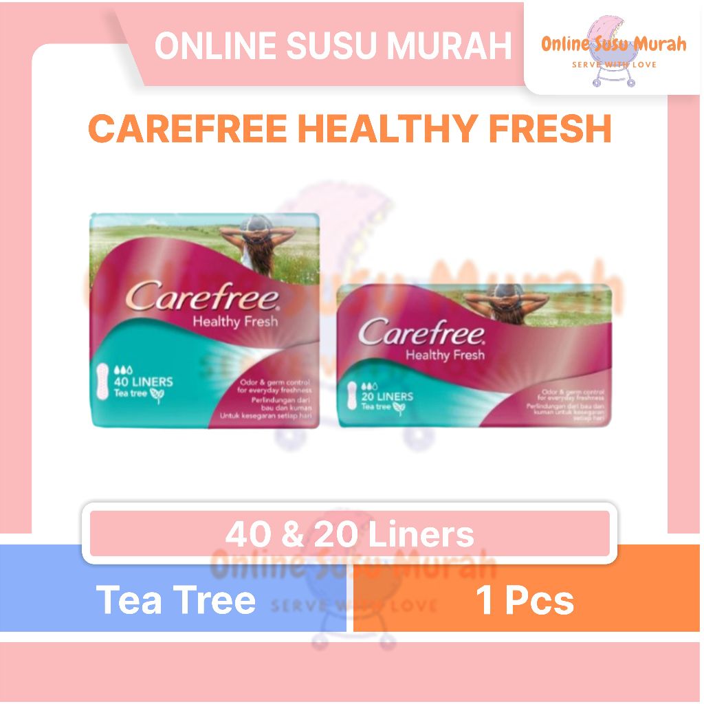CAREFREE HEALTHY FRESH PANTY LINER - PEMBALUT WANITA PERLINDUNGAN DARI BAU & KUMAN 20s 40s PRLA