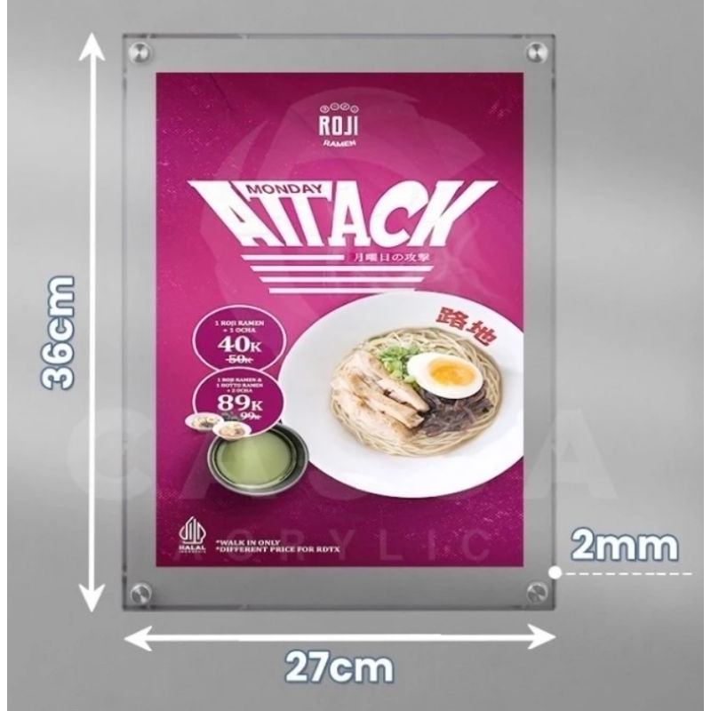 Frame Dinding Akrilik A4 / Frame Akrilik Dinding Frame Display Poster